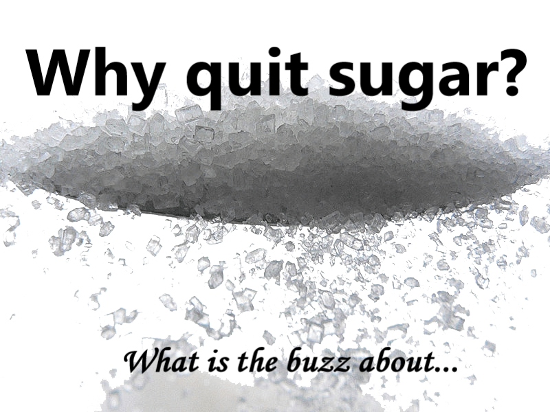 Sugar grains falling from a teaspoon with the words "Why quit sugar?"