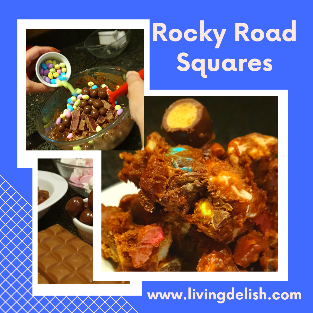 Display of rocky road squares