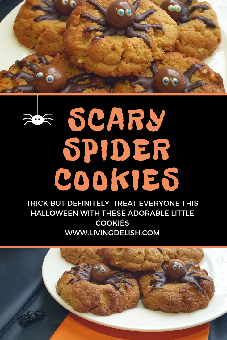 Scary spider cookies plated and ready to enjoy