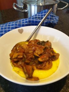 Sautéed  Mushroom with polenta dished up in a bowl